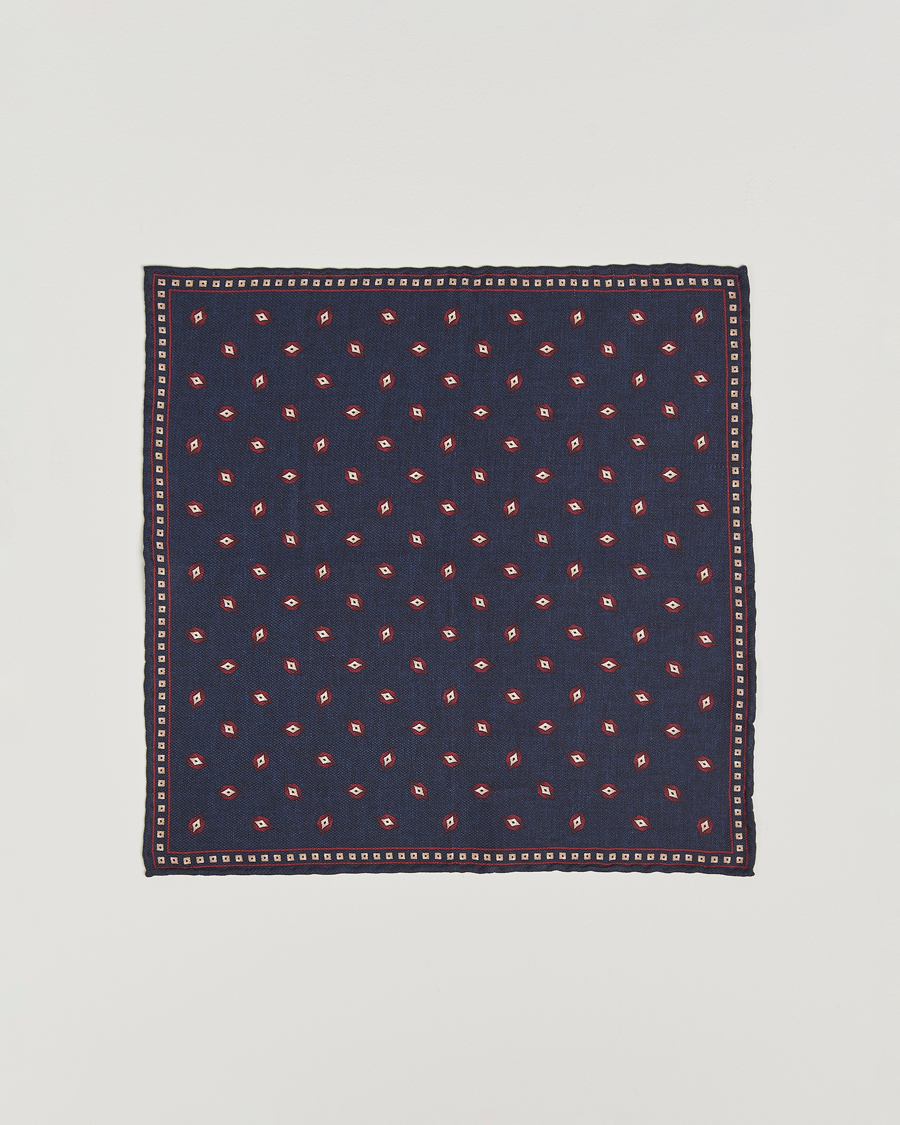 Herr | Näsdukar | Brunello Cucinelli | Printed Silk Pocket Square Navy