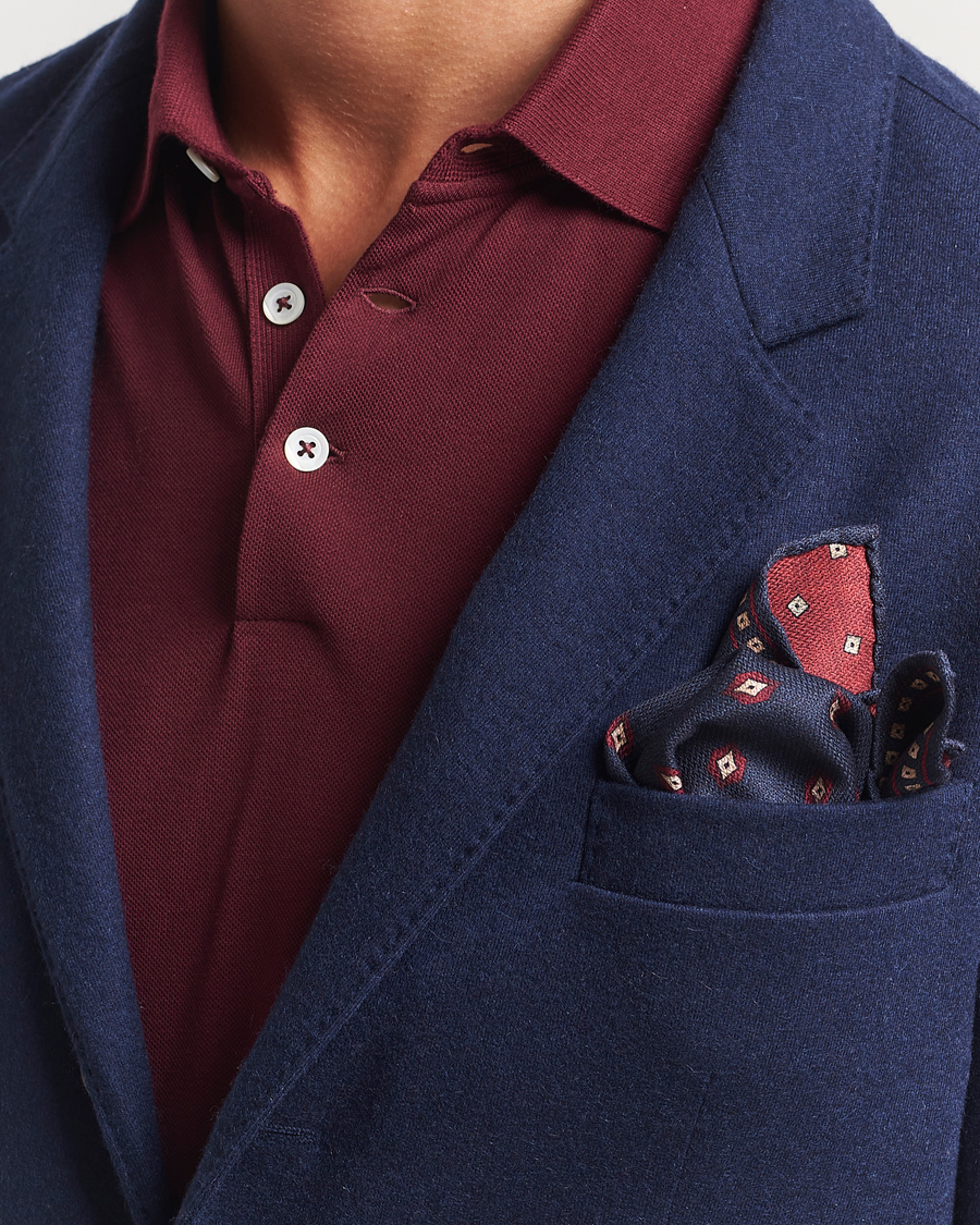 Herr | Näsdukar | Brunello Cucinelli | Printed Silk Pocket Square Navy