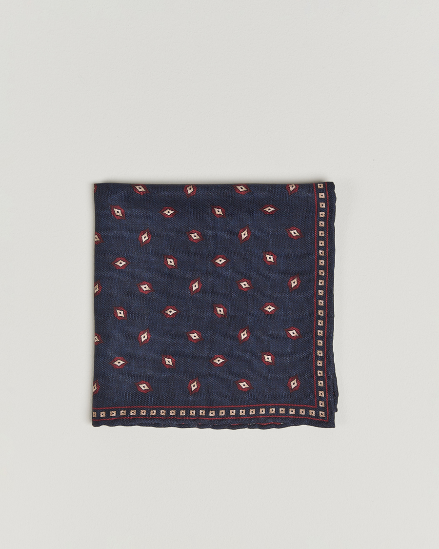 Herr | Näsdukar | Brunello Cucinelli | Printed Silk Pocket Square Navy
