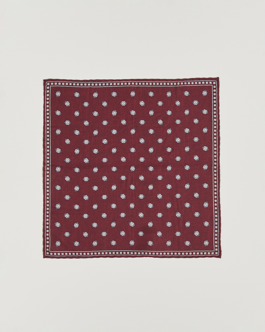 Herr | Näsdukar | Brunello Cucinelli | Printed Silk Pocket Square Burgundy