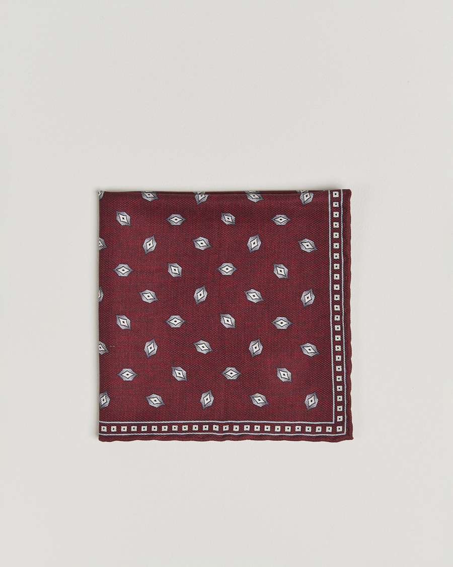 Herr | Näsdukar | Brunello Cucinelli | Printed Silk Pocket Square Burgundy