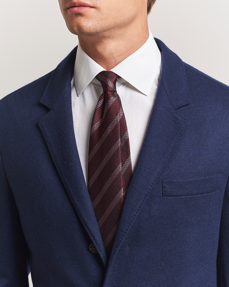 Herr | Slipsar | Brunello Cucinelli | Regimental Stripe Silk Tie Amaranto