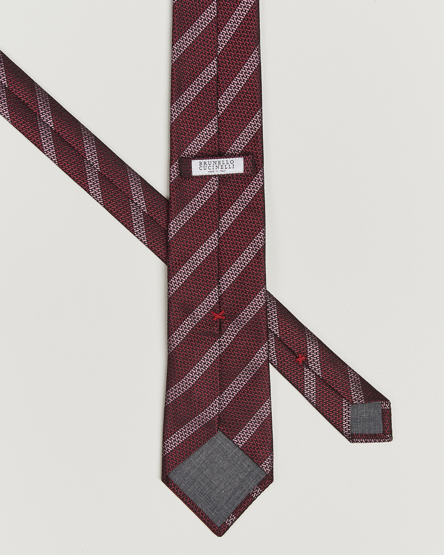 Herr | Slipsar | Brunello Cucinelli | Regimental Stripe Silk Tie Amaranto