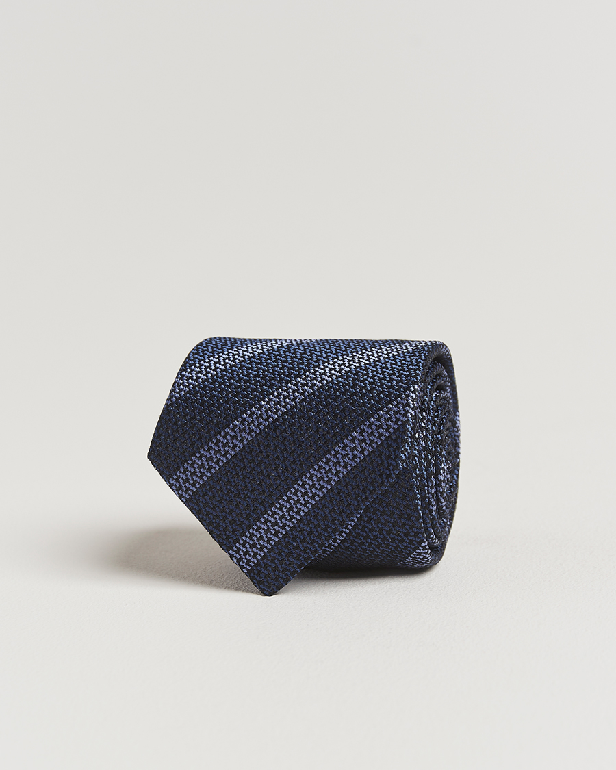 Herr | Slipsar | Brunello Cucinelli | Regimental Stripe Silk Tie Navy