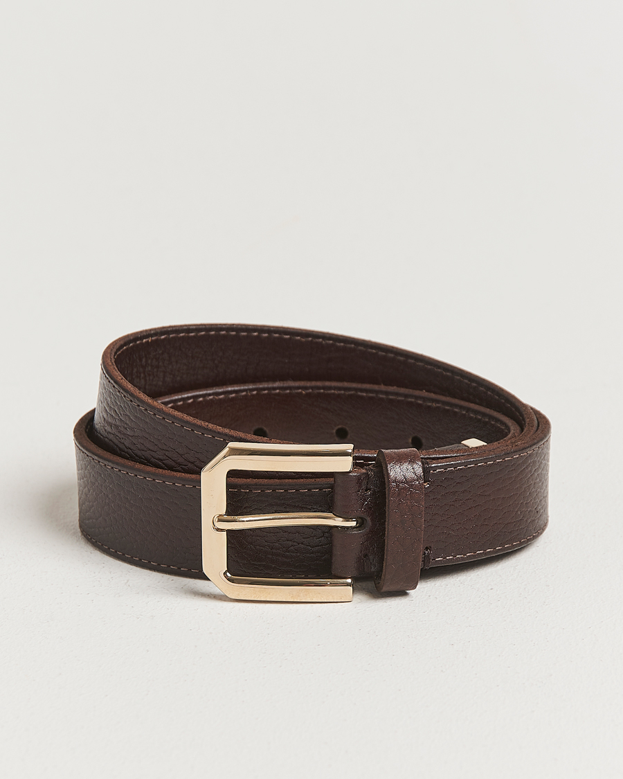 Herr | Bälten | Brunello Cucinelli | Grain Leather Belt Dark Brown