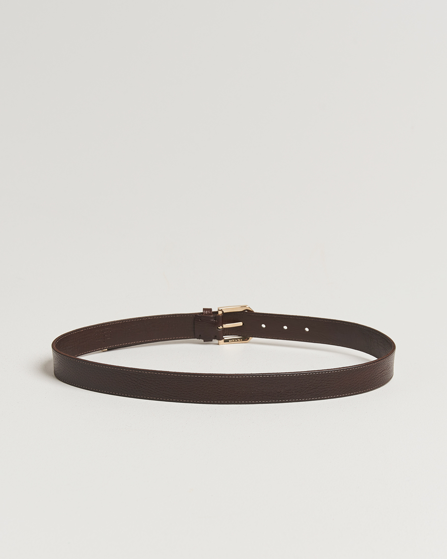 Herr | Bälten | Brunello Cucinelli | Grain Leather Belt Dark Brown