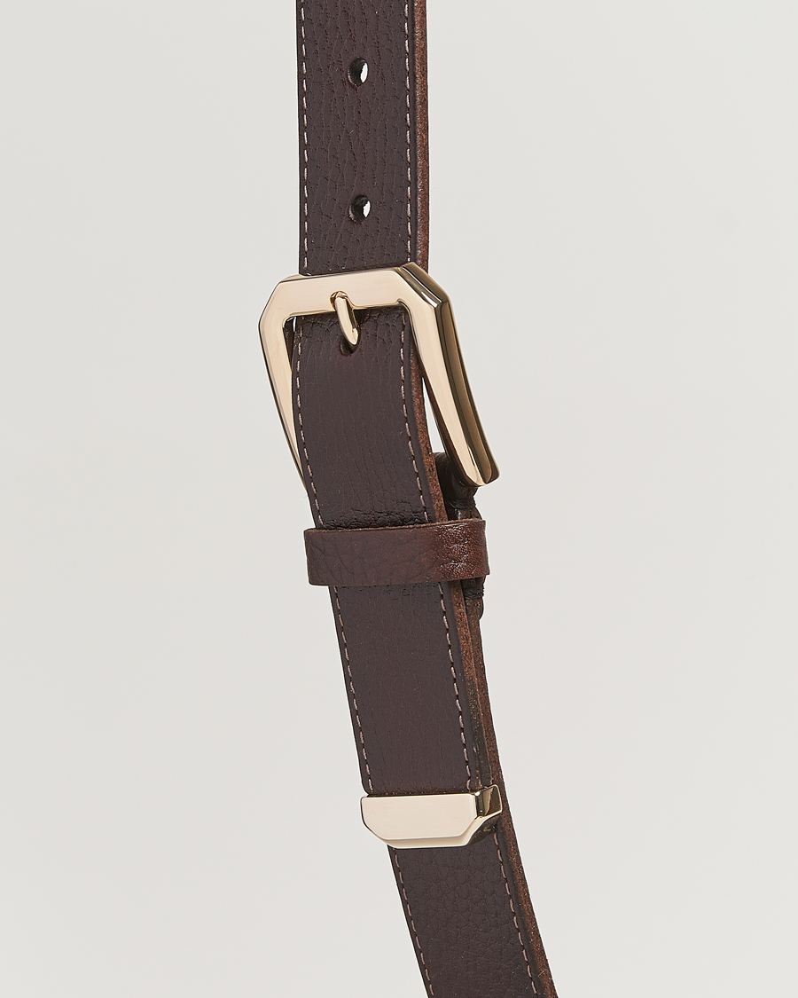 Herr | Bälten | Brunello Cucinelli | Grain Leather Belt Dark Brown