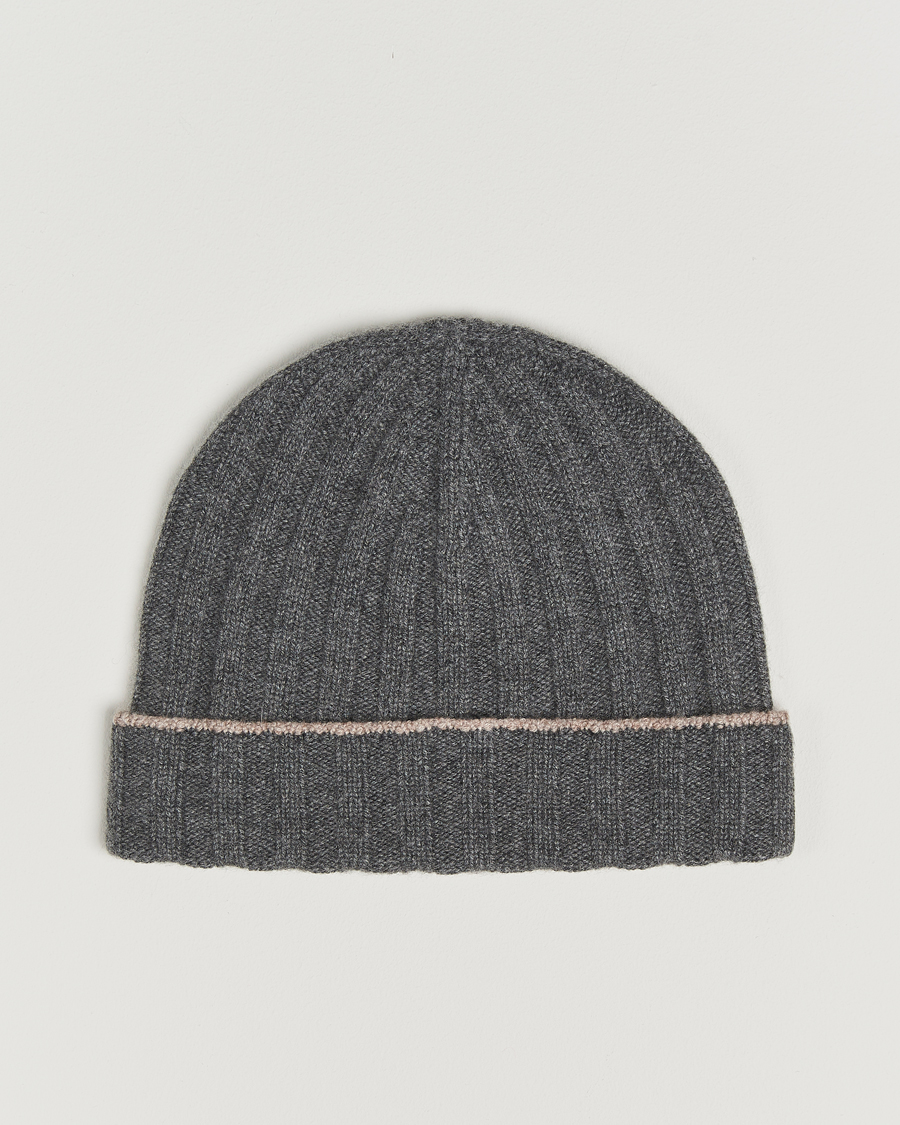 Herr | Brunello Cucinelli Cashmere Contrast Beanie Grey Melange | Brunello Cucinelli | Cashmere Contrast Beanie Grey Melange
