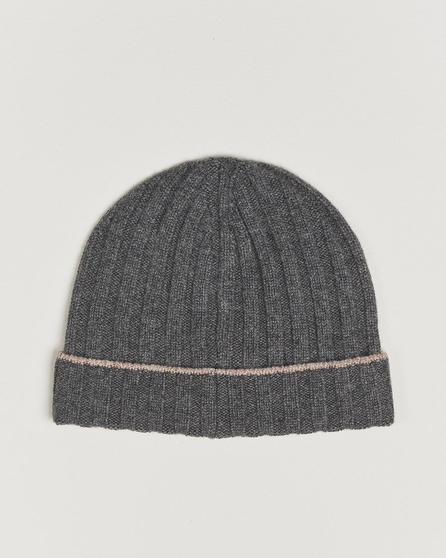 Herr | Brunello Cucinelli Cashmere Contrast Beanie Grey Melange | Brunello Cucinelli | Cashmere Contrast Beanie Grey Melange