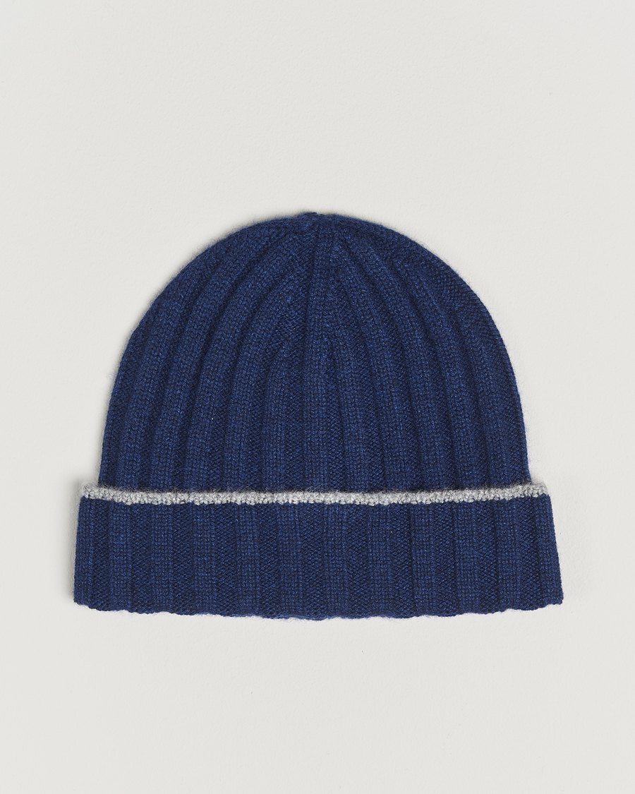 Herr | Brunello Cucinelli Cashmere Contrast Beanie Navy | Brunello Cucinelli | Cashmere Contrast Beanie Navy