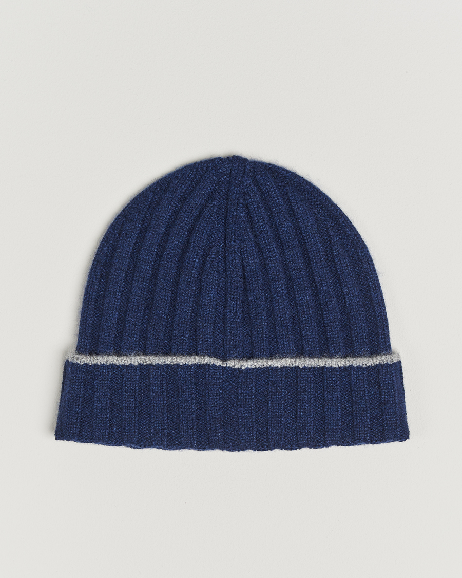 Herr | Brunello Cucinelli Cashmere Contrast Beanie Navy | Brunello Cucinelli | Cashmere Contrast Beanie Navy
