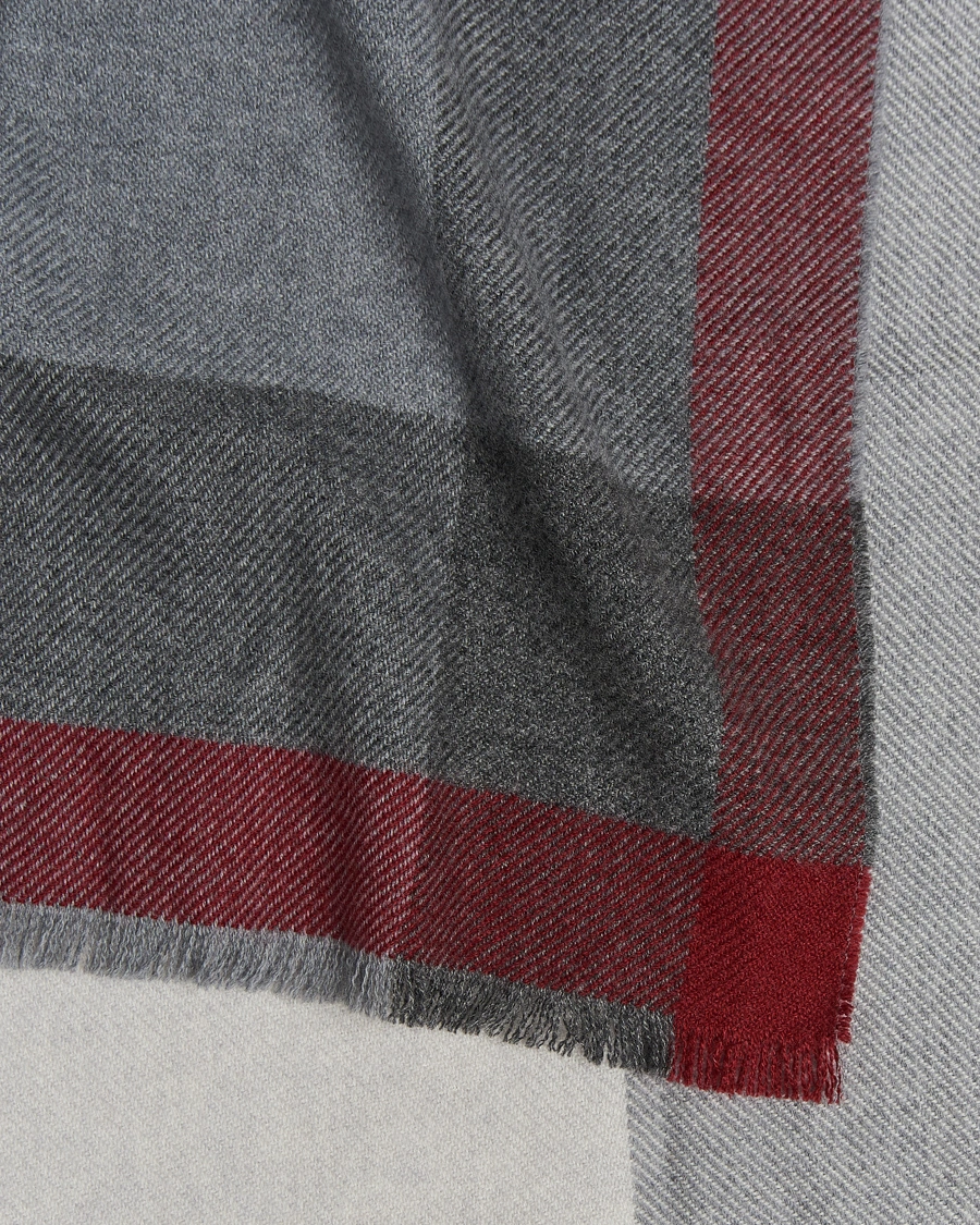 Herr | Halsdukar | Brunello Cucinelli | Wool/Cashmere Scarf Grey/Burgundy