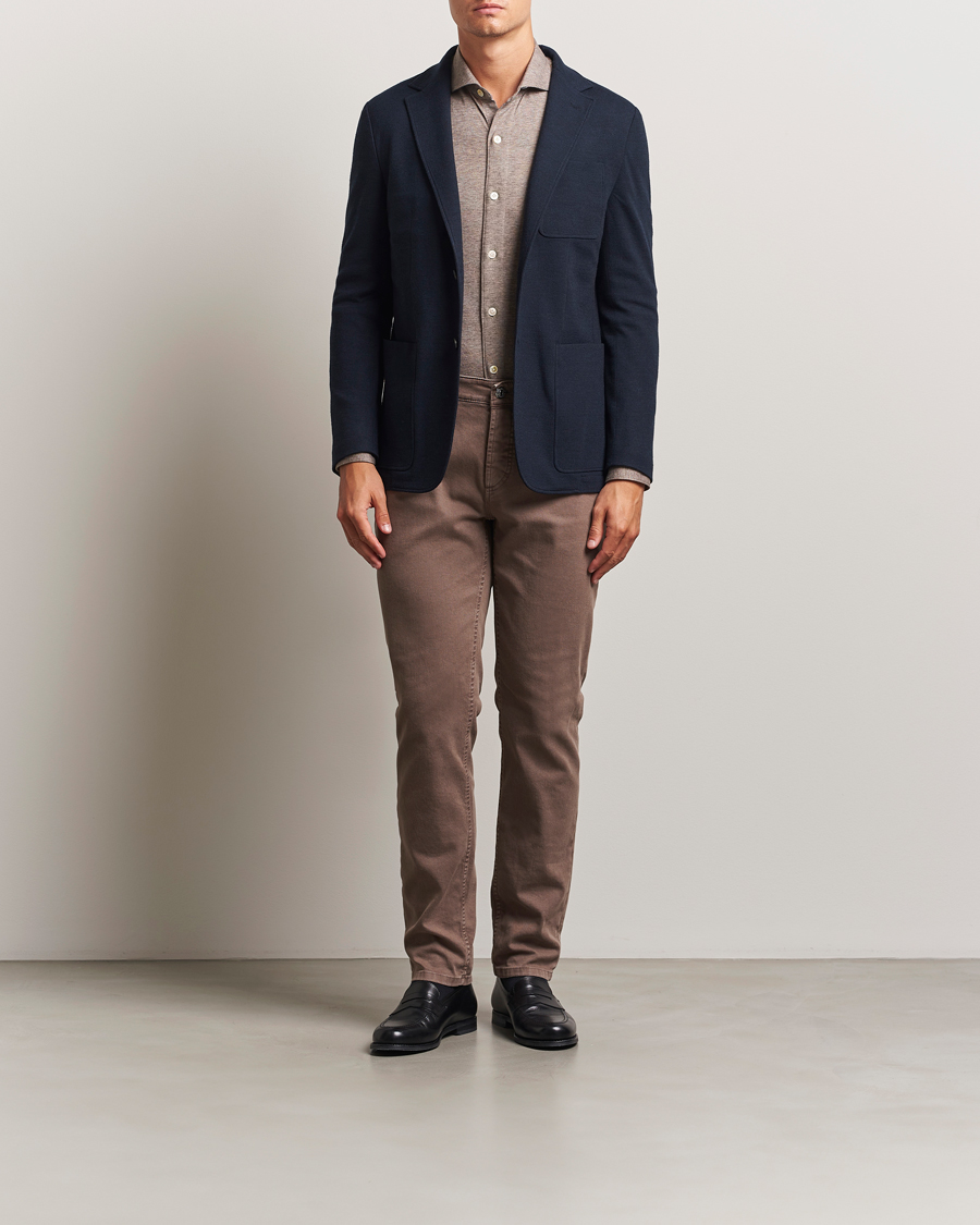 Herr | Kavajer | Canali | Wool Houndstooth Jersey Blazer Navy