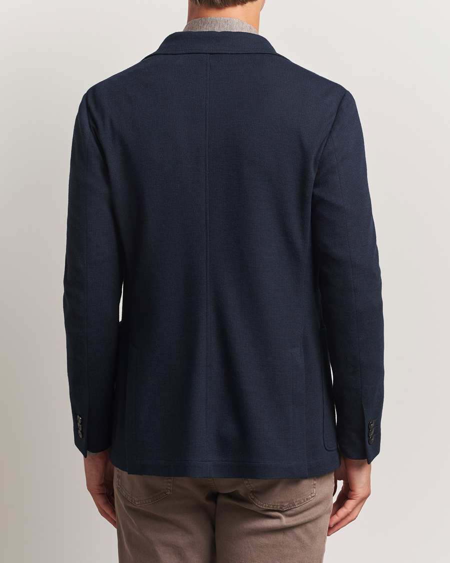 Herr | Kavajer | Canali | Wool Houndstooth Jersey Blazer Navy