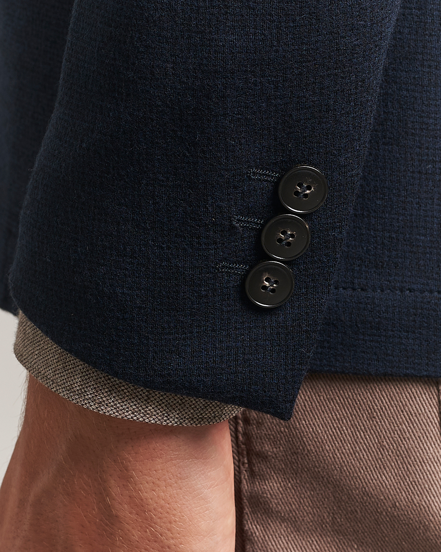 Herr | Kavajer | Canali | Wool Houndstooth Jersey Blazer Navy