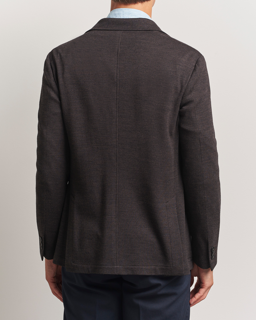 Herr | Kavajer | Canali | Wool Houndstooth Jersey Blazer Dark Brown