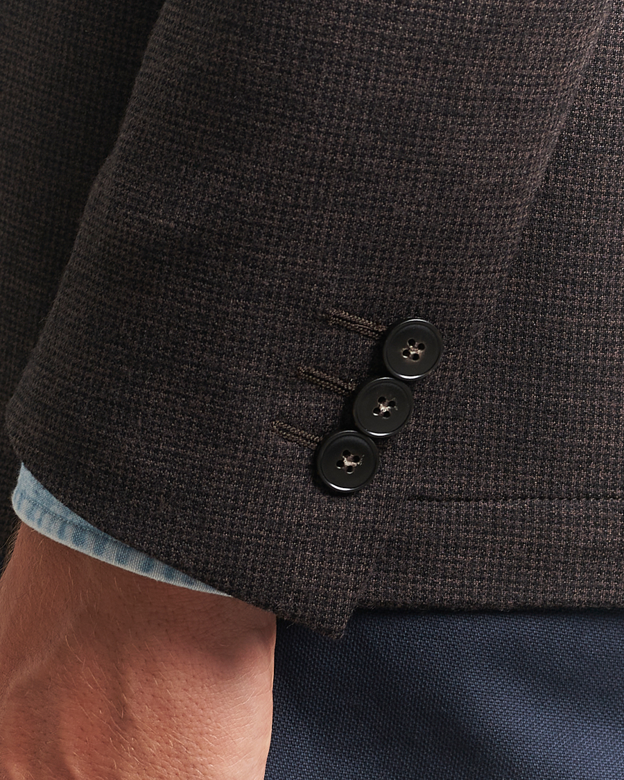 Herr | Kavajer | Canali | Wool Houndstooth Jersey Blazer Dark Brown