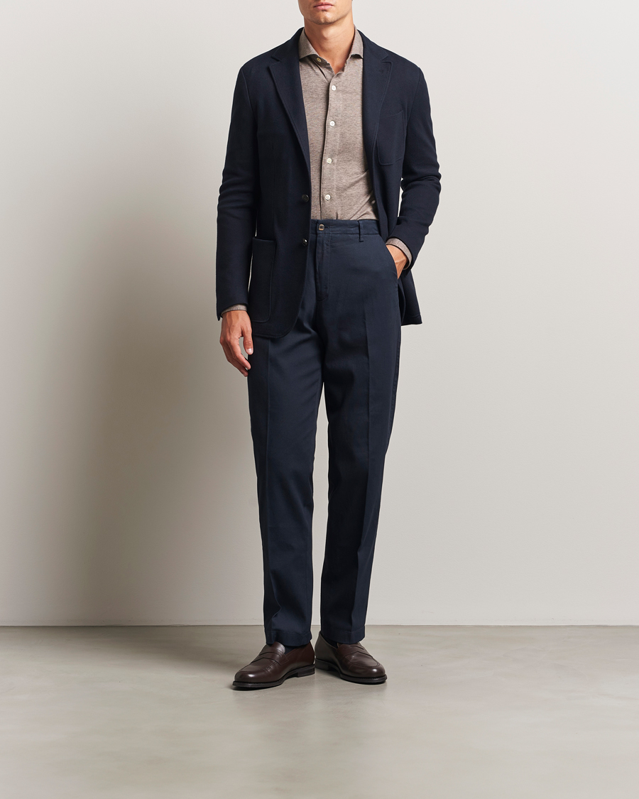 Herr | Kavajer | Canali | Cotton/Cashmere Jersey Blazer Navy