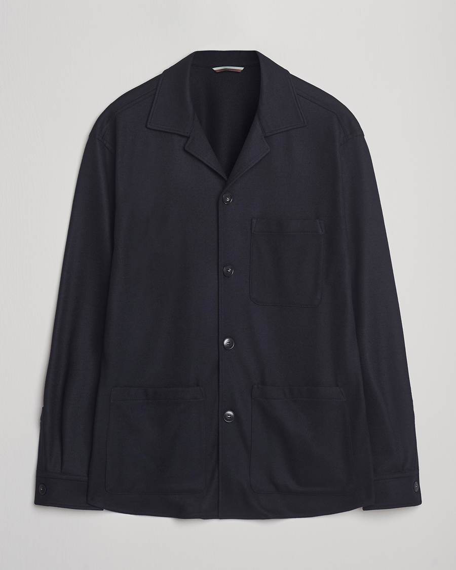 Herr | Jackor | Canali | Wool Shirt Jacket Navy