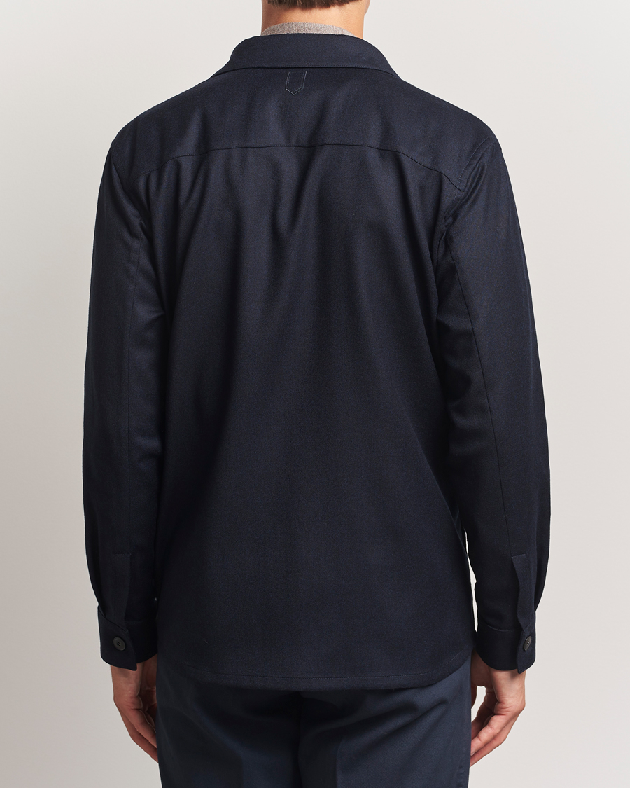 Herr | Skjortor | Canali | Flannel Overshirts Navy