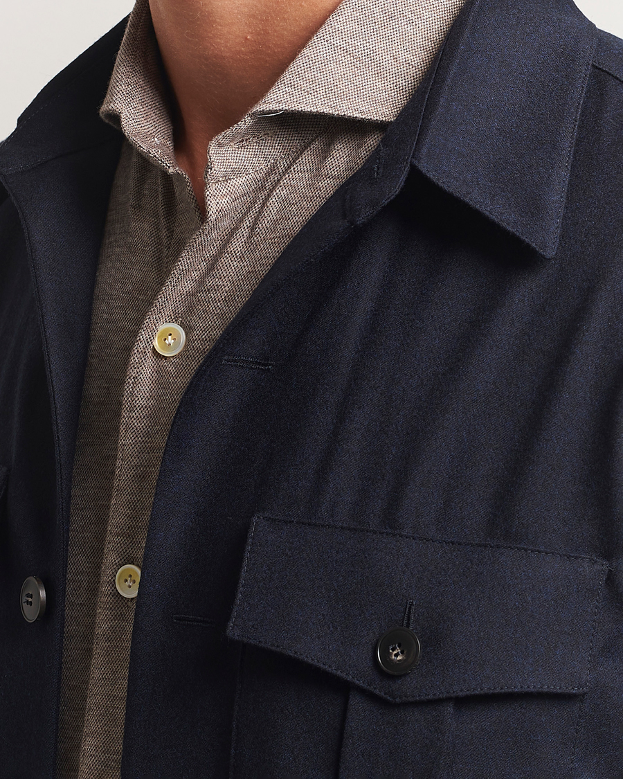 Herr | Skjortor | Canali | Flannel Overshirts Navy