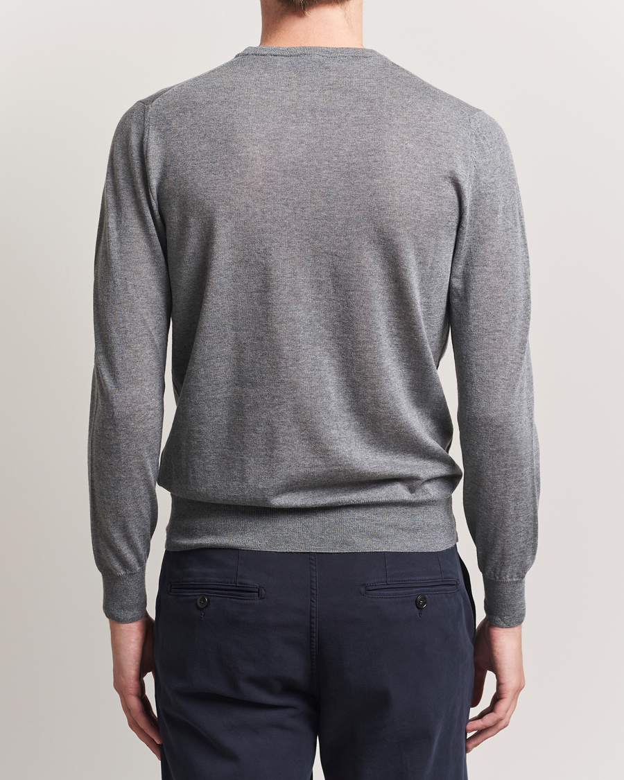 Herr | Tröjor | Canali | Merino Wool Crew Neck Light Grey