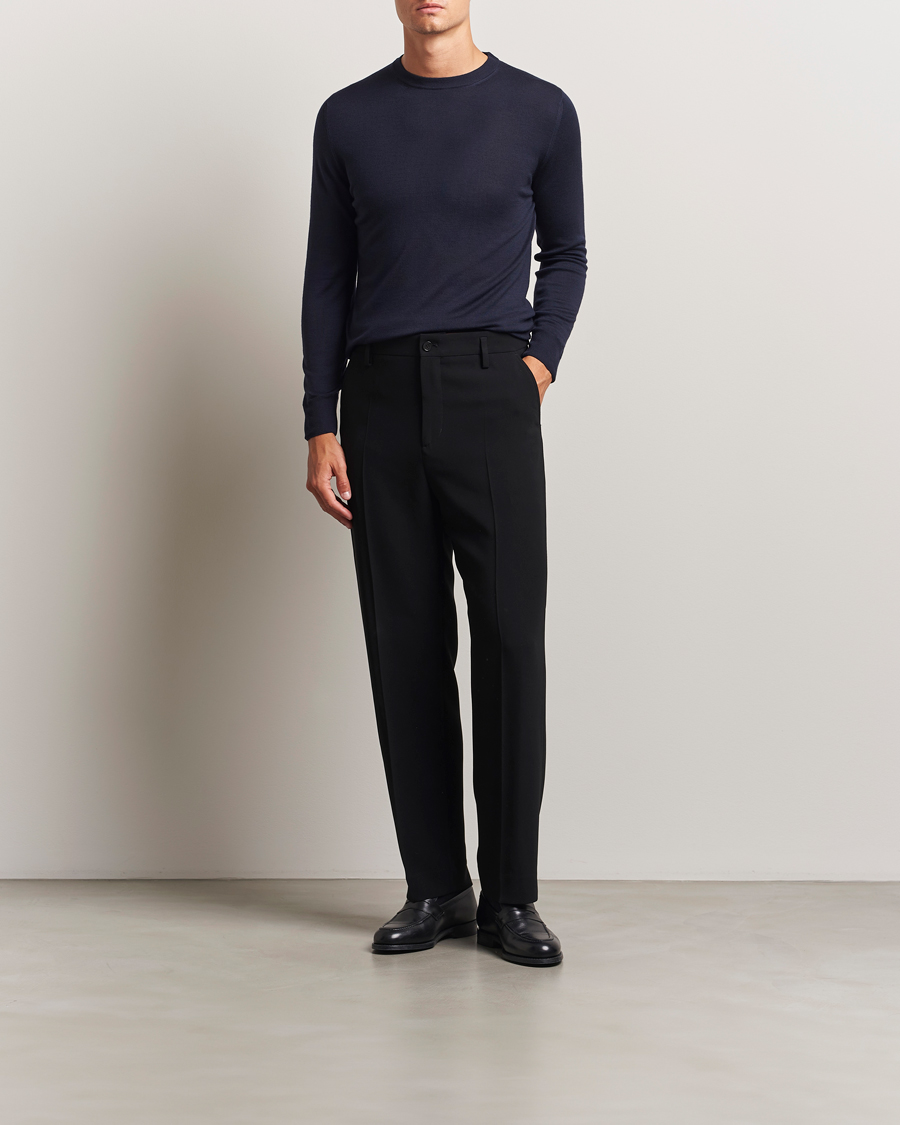 Herr | Tröjor | Canali | Merino Wool Crew Neck Navy