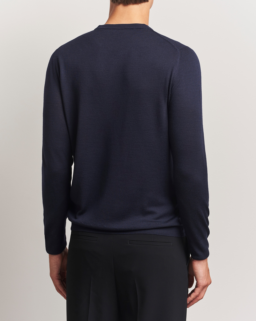 Herr | Tröjor | Canali | Merino Wool Crew Neck Navy