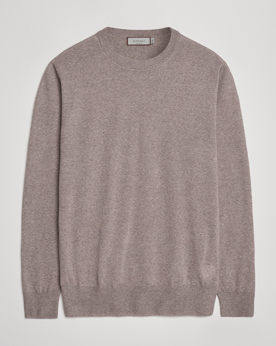 Herr | Tröjor | Canali | Merino Wool Crew Neck Beige