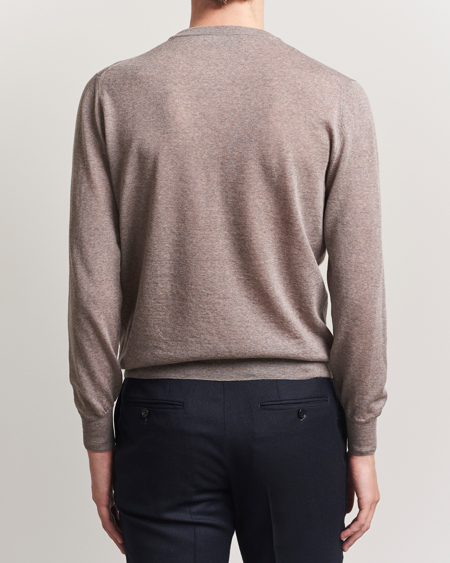 Herr | Tröjor | Canali | Merino Wool Crew Neck Beige