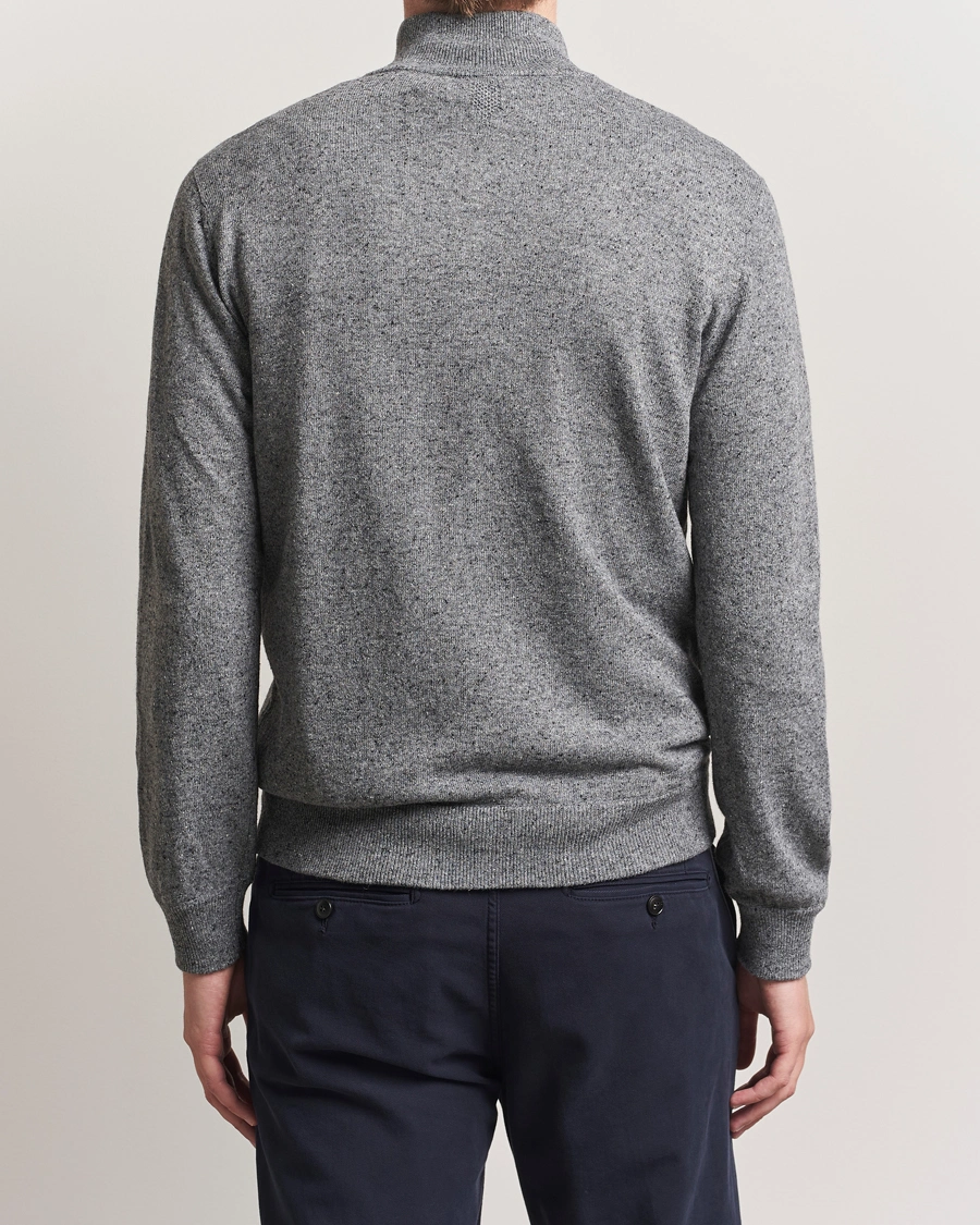 Herr | Tröjor | Canali | Donegal Half Zip Sweater Grey Melange