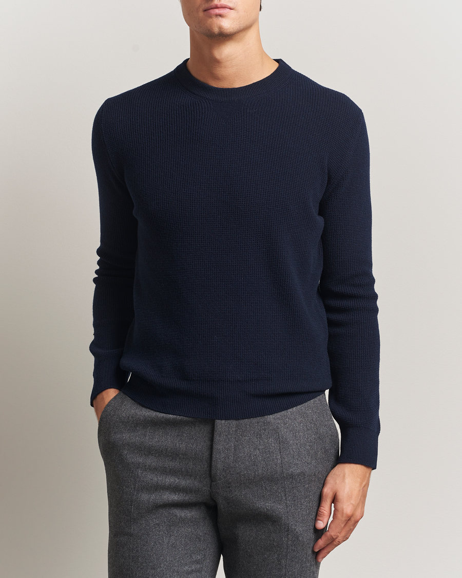 Herr | Tröjor | Canali | Wool/Cashmere Crew Neck Navy