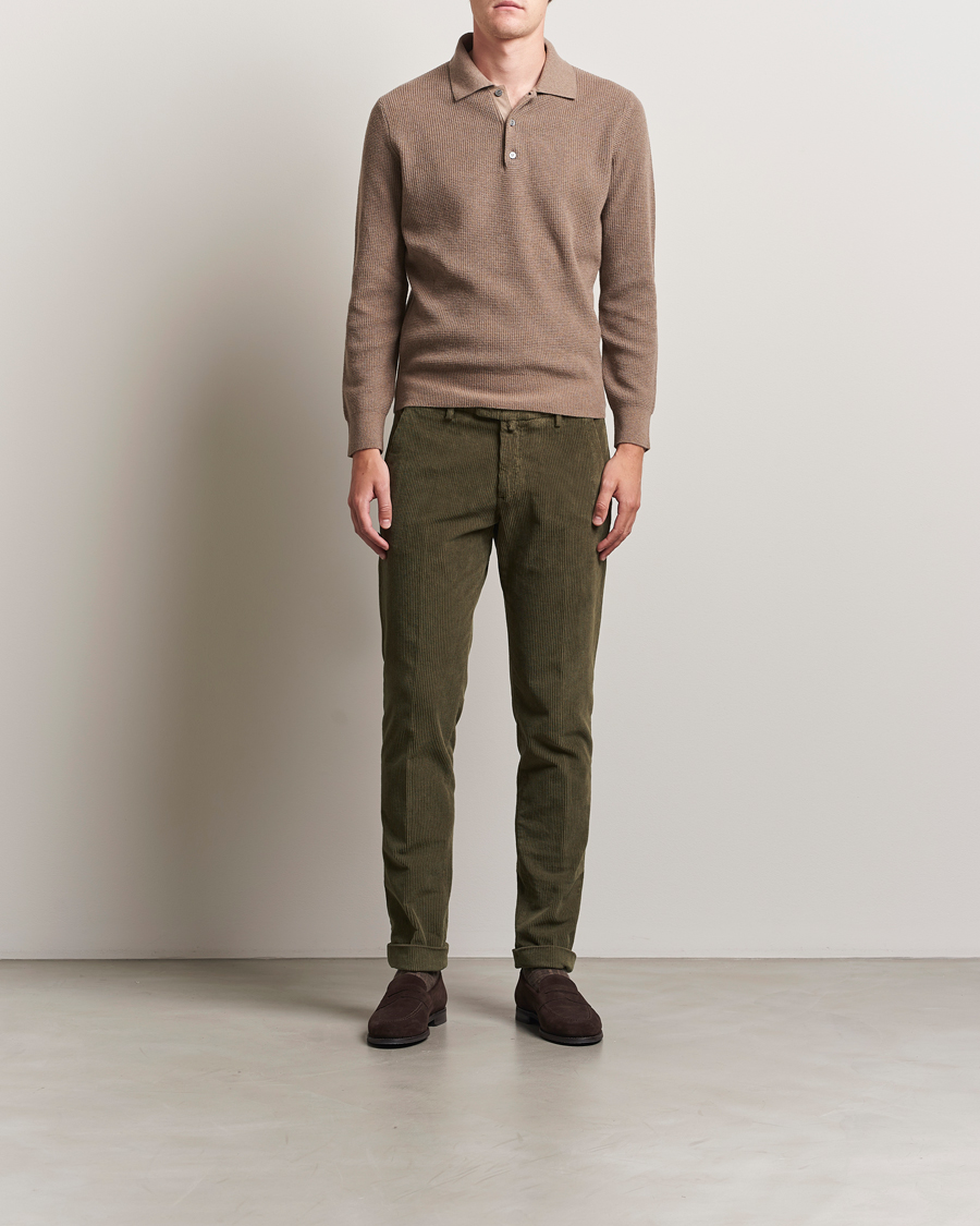 Herr | Tröjor | Canali | Wool/Cashmere Long Sleeve Polo Brown