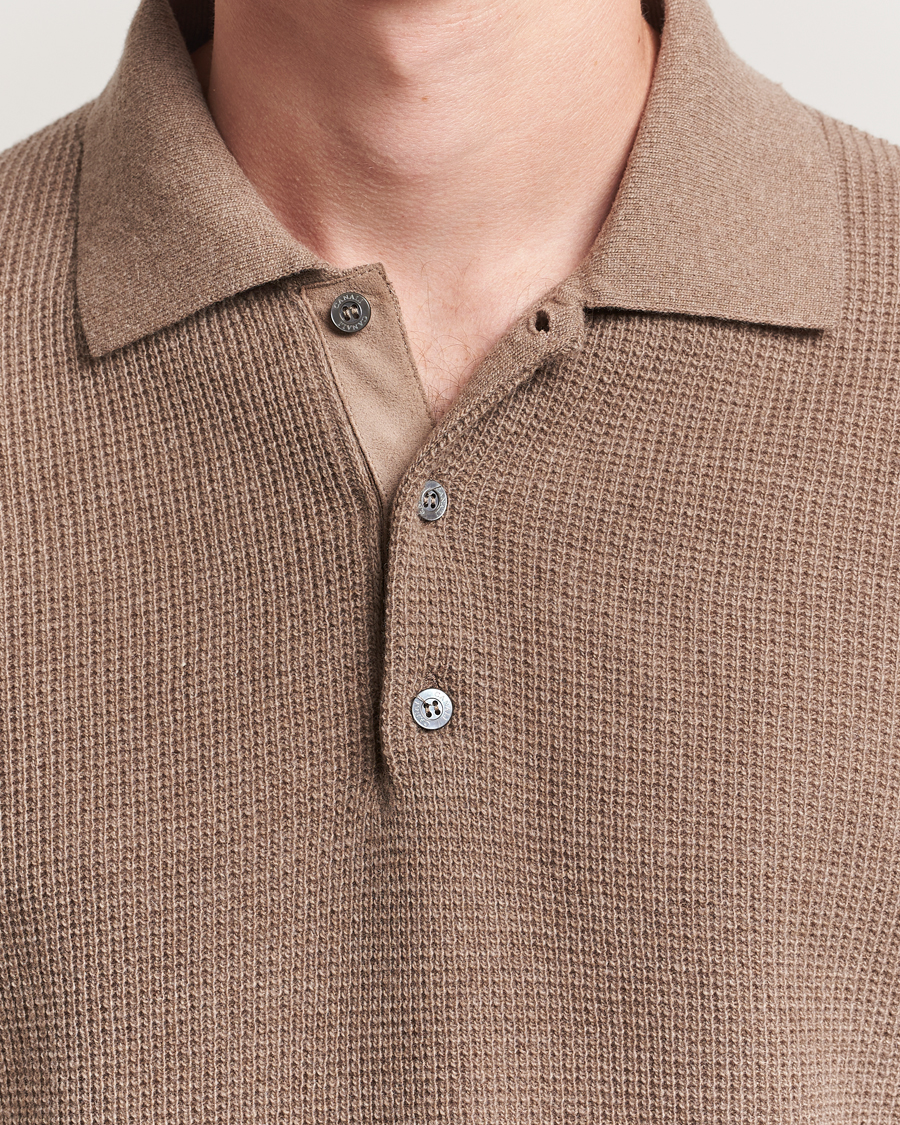 Herr | Tröjor | Canali | Wool/Cashmere Long Sleeve Polo Brown