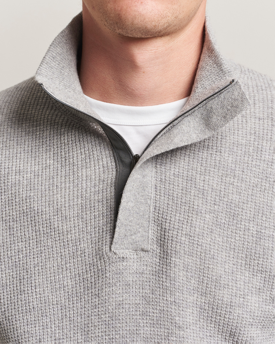 Herr | Tröjor | Canali | Wool/Cashmere Half Zip Light Grey
