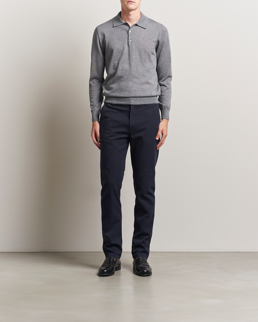 Herr | Byxor | Canali | Cotton Twill Chinos Navy