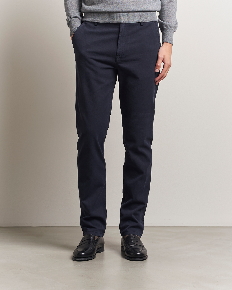 Herr | Byxor | Canali | Cotton Twill Chinos Navy