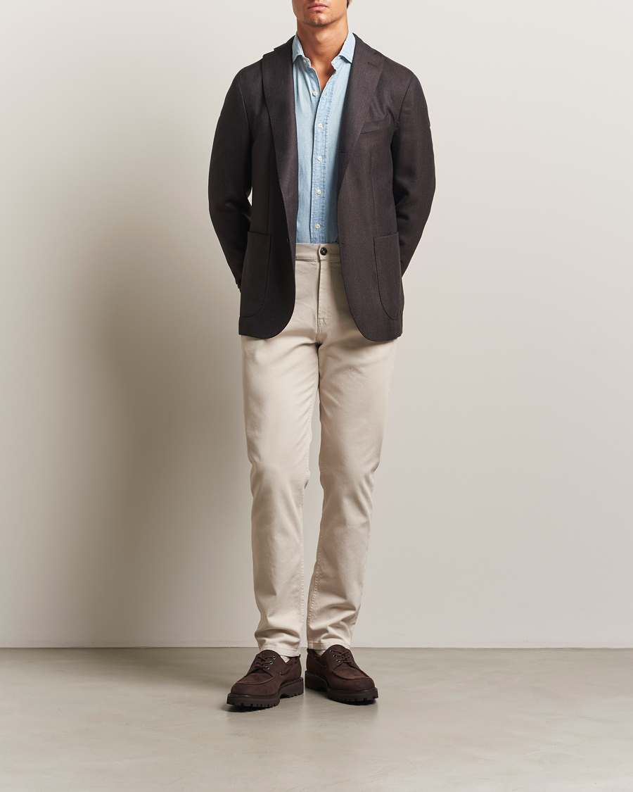 Herr | Byxor | Canali | Cotton Twill Chinos Light Beige