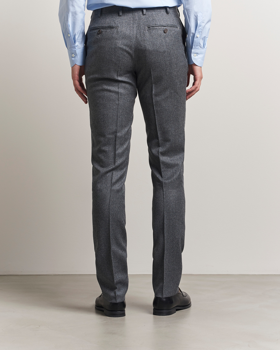 Herr | Byxor | Canali | Slim Fit Flannel Trousers Grey Melange