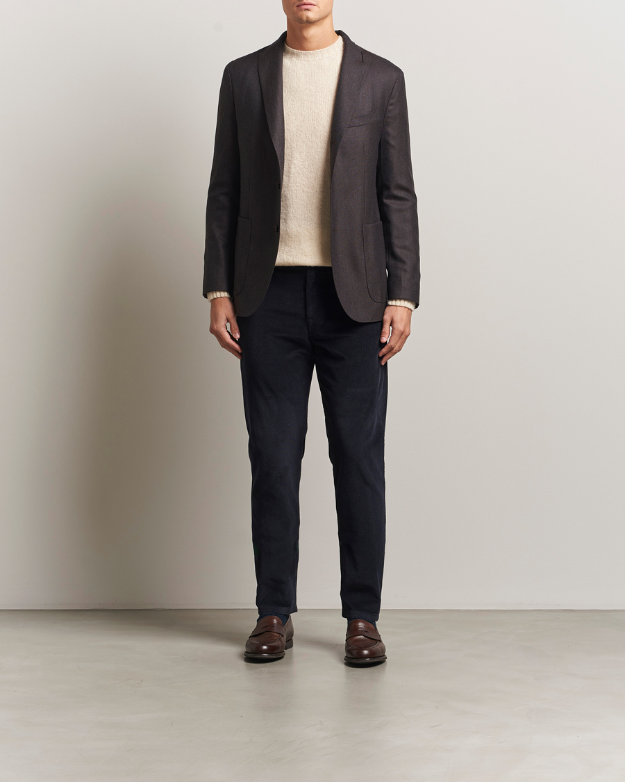 Herr | Byxor | Canali | Soft Corduroy Trousers Navy