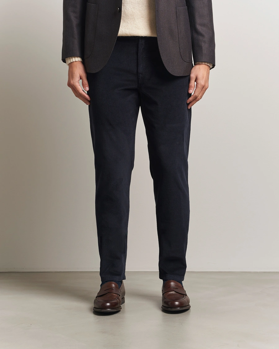 Herr | Byxor | Canali | Soft Corduroy Trousers Navy