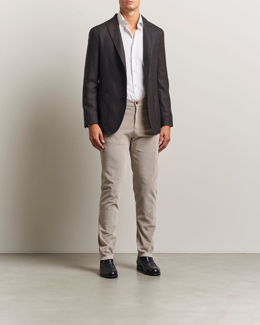 Herr | Byxor | Canali | Soft Corduroy Trousers Beige