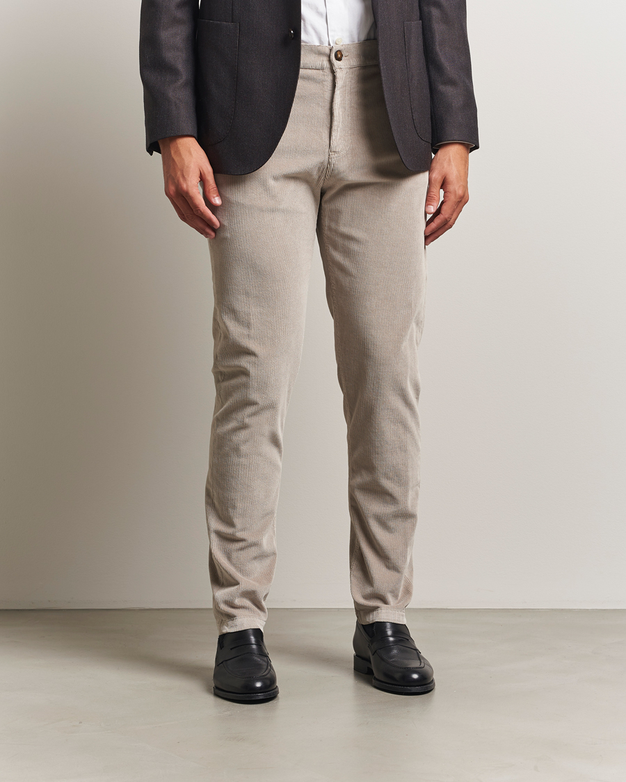 Herr | Byxor | Canali | Soft Corduroy Trousers Beige