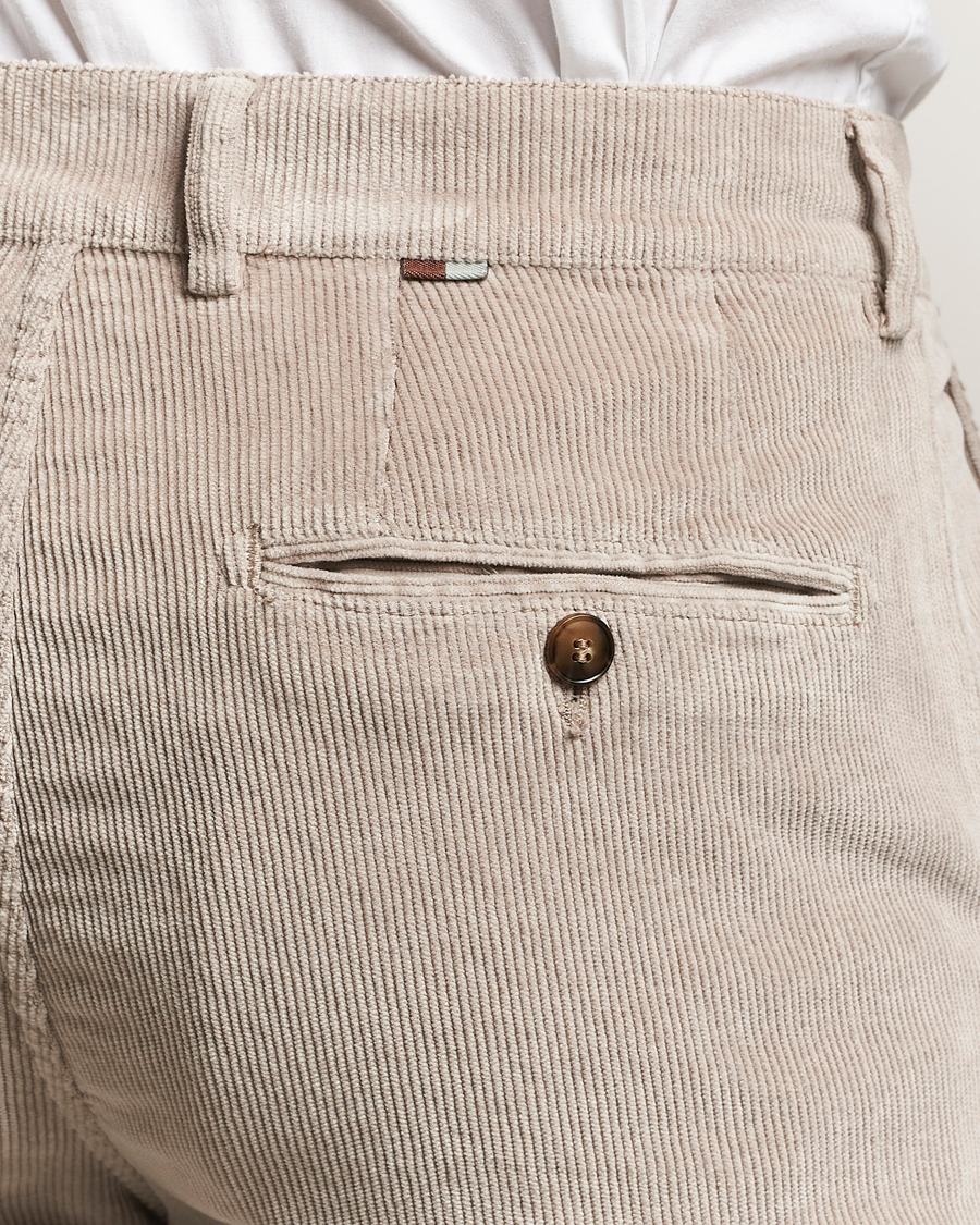 Herr | Byxor | Canali | Soft Corduroy Trousers Beige