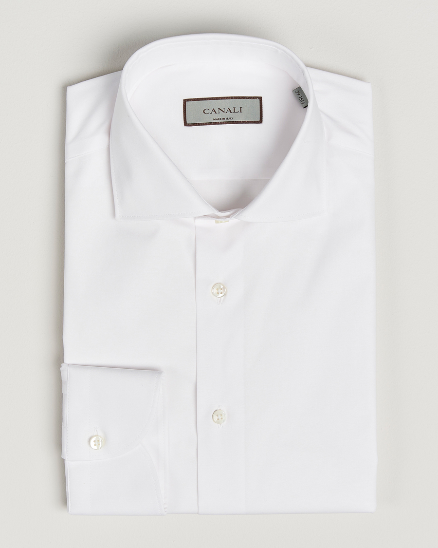 Herr | Skjortor | Canali | Slim Fit Cotton/Stretch Shirt White