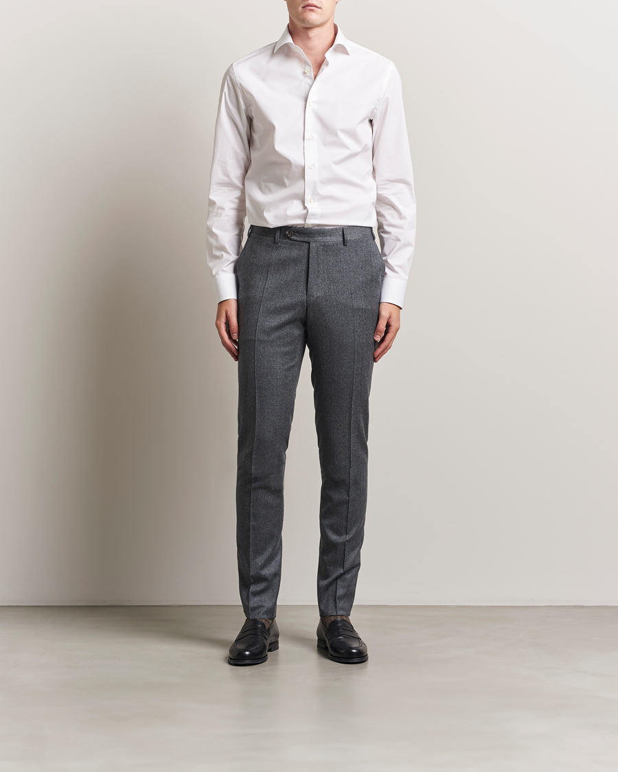 Herr | Skjortor | Canali | Slim Fit Cotton/Stretch Shirt White