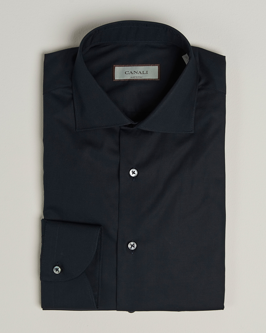 Herr | Skjortor | Canali | Slim Fit Cotton/Stretch Shirt Navy