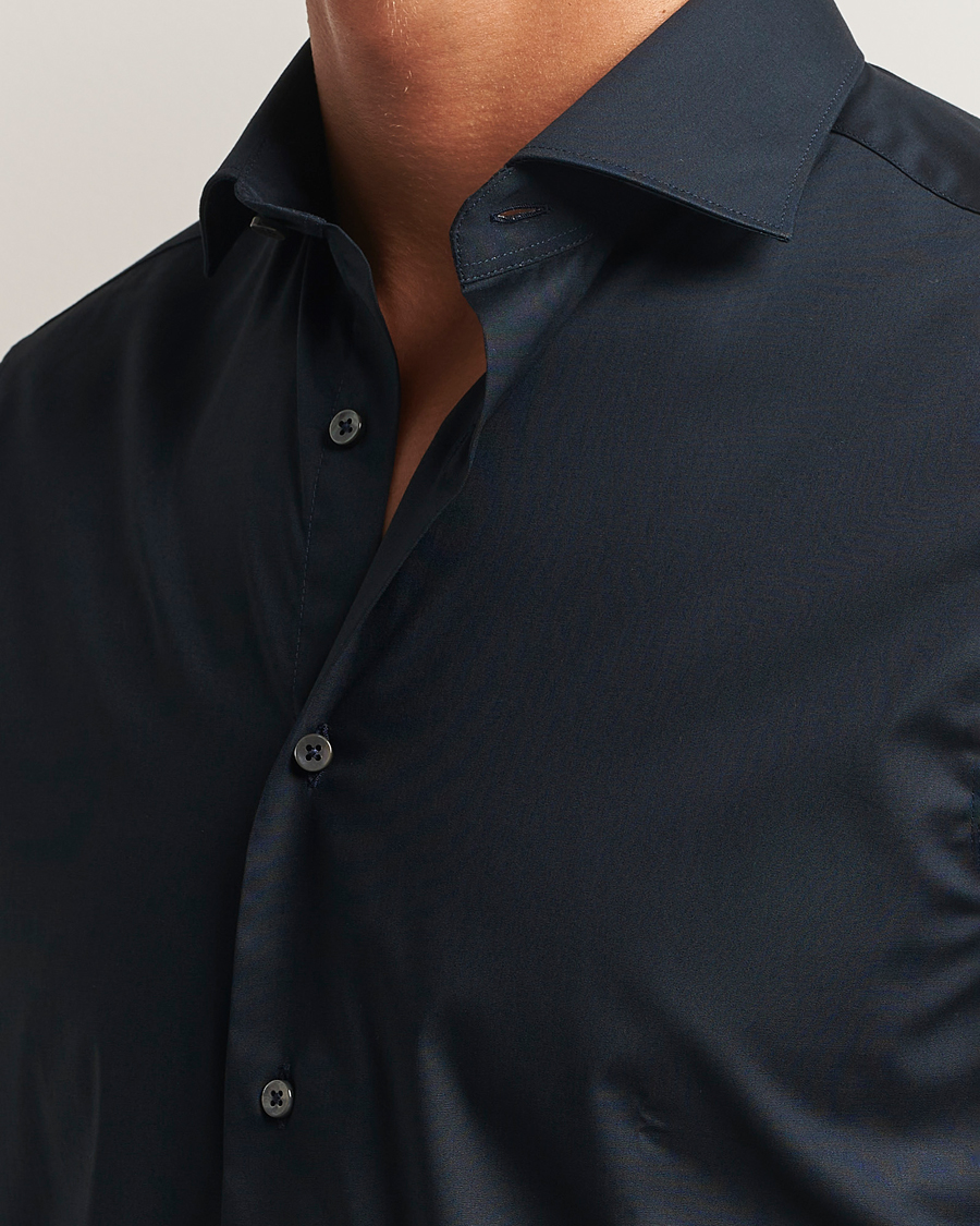 Herr | Skjortor | Canali | Slim Fit Cotton/Stretch Shirt Navy