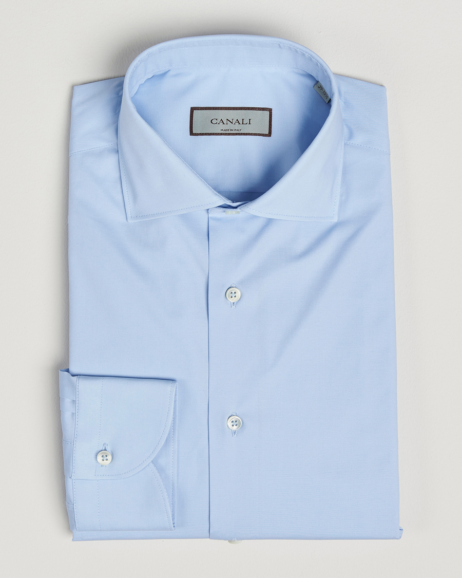 Herr | Skjortor | Canali | Slim Fit Cotton/Stretch Shirt Light Blue