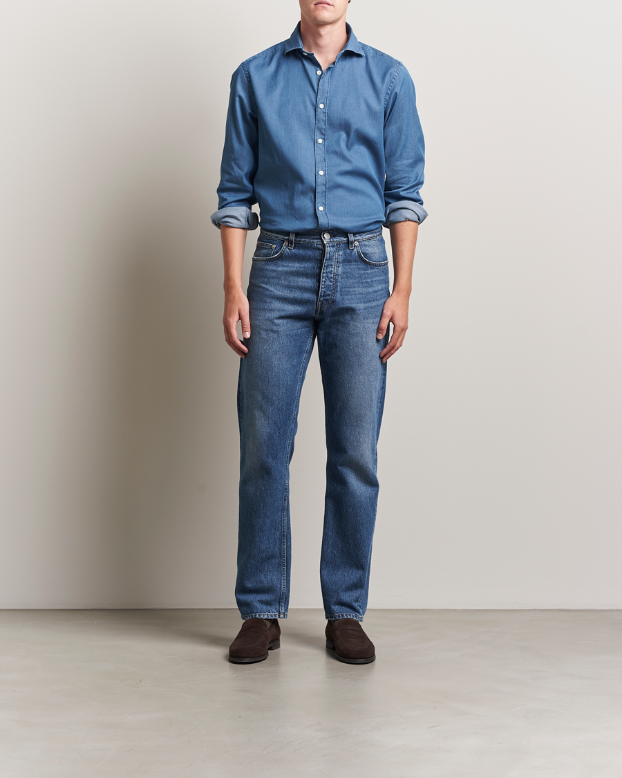 Herr | Skjortor | Canali | Denim Shirt Stone Wash